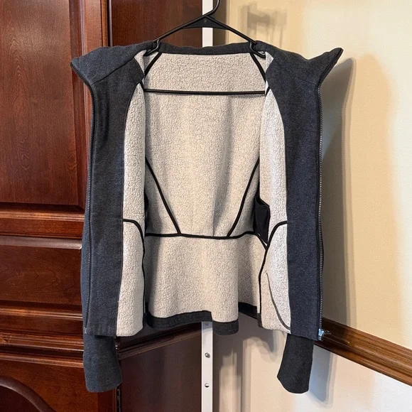 Lululemon &go Destination Full Zip Hoodie Sz 4 Heathered Black Grey Fleece Slim - Picture 4 of 12